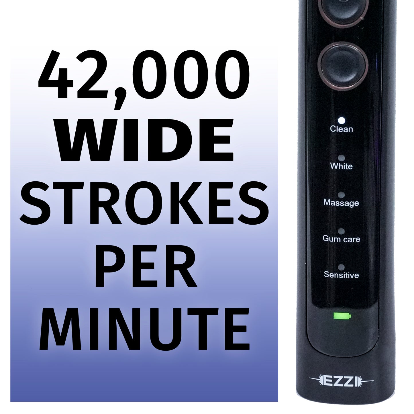 EZZI Sonic Electric Toothbrush: Ultra Soft for Whitening, Sensitive Teeth, Braces, Receding Gum Disease, Travel | 60-Day Charge | 42,000 Vibration/Min