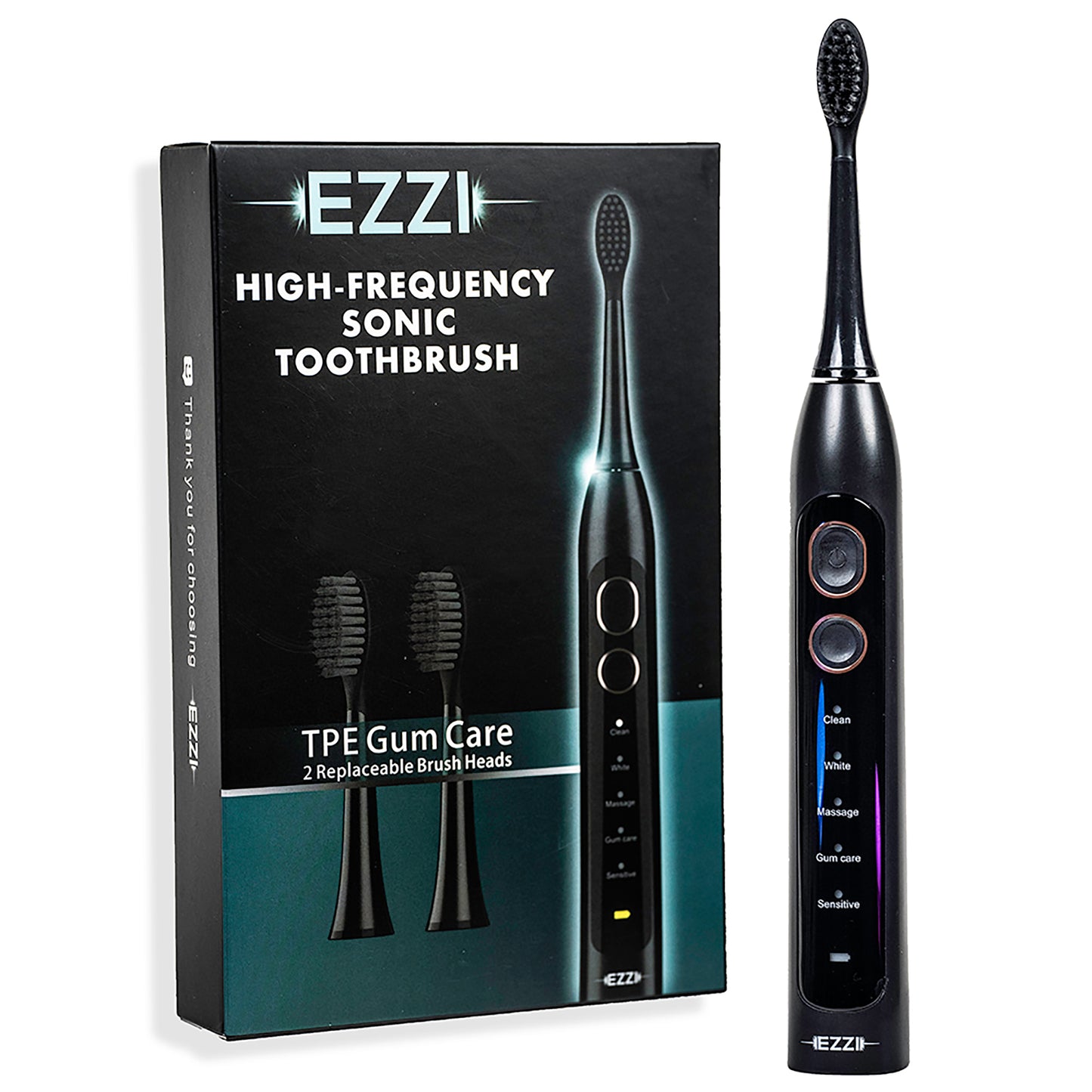 EZZI Sonic Electric Toothbrush: Ultra Soft for Whitening, Sensitive Teeth, Braces, Receding Gum Disease, Travel | 60-Day Charge | 42,000 Vibration/Min